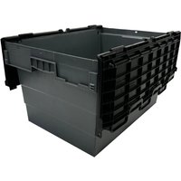 Vogue Plastic Transport Storage Crate with Attached Lid 600x400x320mm