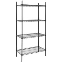 Nisbets Essentials Flat Pack 4 Shelf Unit Black Epoxy Coated 1830x910x460mm