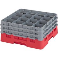 Cambro Camrack Red 16 Compartments Max Glass Height 197mm