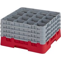 Cambro Camrack Red 16 Compartments Max Glass Height 238mm