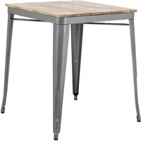 Bolero Bistro Dining Table Slatted Mango Wood Top Gunmetal Frame 650mm