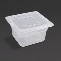 Vogue Polypropylene 1/6 Gastronorm Container with Lid 100mm (4 pack)