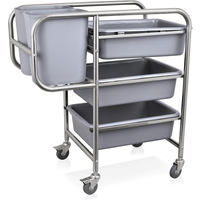 Was Germany Dish Cleaning Trolley, 80 x 44 x 93 cm, Chrome Nickel Steel