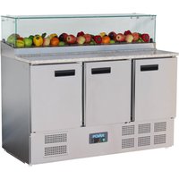 Polar G-Series 3 Door Pizza Prep Counter with Glass Sneeze Guard 444Ltr