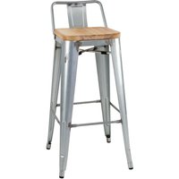 Bolero Bistro Backrest High Stools with Wooden Seat Pad Galvanised Steel (Pack of 4)