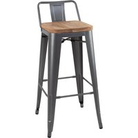 Bolero Bistro Backrest High Stools with Wooden Seat Pad Gun Metal (Pack of 4)