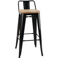 Bolero Bistro Backrest High Stools with Wooden Seat Pad Black (Pack of 4)