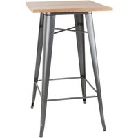 Bolero Bistro Bar Table with Wooden Top Gun Metal