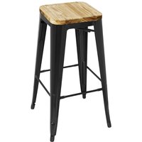 Bolero Bistro High Stools with Wooden Seat Pad Black (Pack of 4)