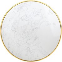 Bolero Round Marble Tabletop with Brass Effect Rim White 600mm