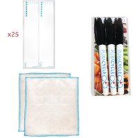 Puracycle Reusable Day Bottle Label Pack (25 Labels, 2 Cloths) + Free Pens