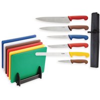 Special Offer Hygiplas Low Density Chopping Boards and Knife Set (6 Boards Pack)