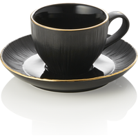 Maya Kuro Espresso Cup and Saucer Set, 80 ml, Black, Pack of 4