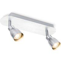 Moderne LED Opbouwspot Alba - Geborsteld staal - 120/25/4.5cm - Dimbaar - plafonniere gemaakt van metaal - inclusief LED lichtbron - GU10 fitting - 5W - 390lm - 3000K - warm wit licht