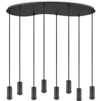 Metaal kroonluchter - Industrie hanglamp - Zwart - Met 8 pcs lampvoeten - Ontworpen voor Eetkamer en Slaapkamer - 80 X 27.5 X 117.5cm - set met E27 Lamphouder - voor Lampenkap met Doorsnede max 15cm - Gloeilamp Niet Inbegrepen