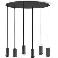 Metaal kroonluchter - Industrie hanglamp - Zwart - Met 6 pcs lampvoeten - Ontworpen voor Eetkamer en Slaapkamer - 60 x 22 x 137.5cm - set met E27 Lamphouder - voor Lampenkap met Doorsnede max 15cm - Gloeilamp Niet Inbegrepen