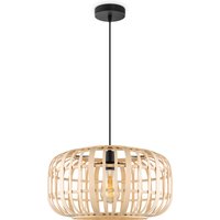 Boheemse Hanglamp - Bamboe Lampenkap - Elliptische - Beige - Ø40 x 126 cm - E27 fitting - Ontworpen voor gebruik in slaapkamers en werkruimtes - Inclusief 1 meter kabel