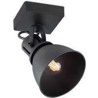 Industriële LED Wandspot Fama - Zwart - 9.5/9.5/9.5cm - Dimbaar - plafonniere gemaakt van metaal - inclusief LED lichtbron - E14 fitting - 4W - 400lm - 2700K - warm wit licht