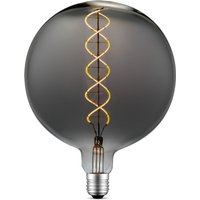Edison Vintage LED filament lichtbron Globe - Rook - G180 Spiraal - Retro LED lamp - 18/18/23cm - geschikt voor E27 fitting - Dimbaar - 6W 180lm 1800K - warm wit licht