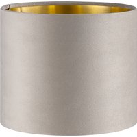Fluweel - Velvet Lampenkap - Cilinder - Grey + goud - Luxe stijl - ø20 x 17 cm - E27 fitting - voor tafellampen en Pendellamp - voor woonkamer en eetkamer