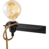 Zwart Vintage Muurlamp - Metalen Wandlamp - Met E27 fitting - 20 x 11 x 4 (BxDxH) - Voor hal en slaapkamer - Met schakelaar - Lichtbron niet inbegrepen