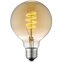 Edison Vintage LED filament lichtbron Globe - Amber - G95 Spiraal - Retro LED lamp - 9.5/9.5/13.5cm - geschikt voor E27 fitting - Dimbaar - 4W 280lm 2700K - warm wit licht