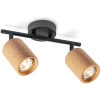 Vintage stijl Plafondspots - Natural - Metaal en Kurk Spotlights - 26 x 26 x 18.6cm - 2 GU10 fitting - Voor woonkamer en slaapkamer - Lichtbron