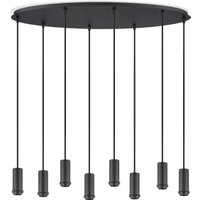 Metaal kroonluchter - Industrie hanglamp - Zwart - Met 8 pcs lampvoeten - Ontworpen voor Eetkamer en Slaapkamer - 80 x 25 x 117.5cm - set met E27 Lamphouder - voor Lampenkap met Doorsnede max 15cm - Gloeilamp Niet Inbegrepen