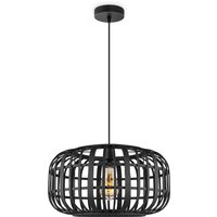 Boheemse Hanglamp - Bamboe Lampenkap - Elliptische - Zwart - Ø40 x 126 cm - E27 fitting - Ontworpen voor gebruik in slaapkamers en werkruimtes - Inclusief 1 meter kabel