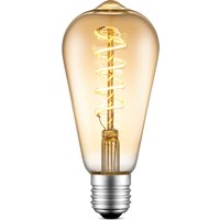 Edison Vintage LED filament lichtbron Drop - Amber - ST64 Spiraal - Retro LED lamp - 6.4/6.4/14cm - geschikt voor E27 fitting - Dimbaar - 4W 280lm 2700K - warm wit licht