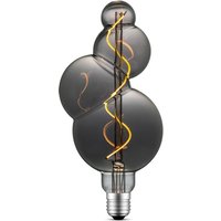 Edison Vintage LED filament lichtbron Bubbel - Rook - Spiraal - Retro LED lamp - 11/11/23cm - geschikt voor E27 fitting - Dimbaar - 4W 100lm 1800K - warm wit licht