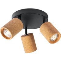 Landelijke LED Opbouwspot Cork - Zwart - 19/19/16.5cm - Dimbaar - plafonniere gemaakt van kurk en metaal - inclusief LED lichtbron - GU10 fitting - 5W - 390lm - 3000K - warm wit licht