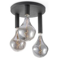 LED Plafondlamp Rond - Ø35cm - Metaal - 3 Hoogtes tot 23cm - Zwart - Modern Design - set met 3 E27 Lamphouder - Voor Woonkamer en Slaapkamer en