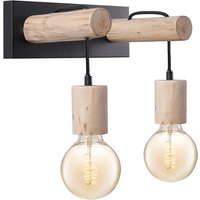 Home sweet home wandlamp Billy 2 lichts - hout / metaal