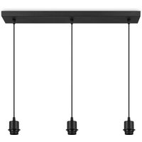 Metaal kroonluchter - Industrie hanglamp - Zwart - Met 3 pcs lampvoeten - Ontworpen voor Eetkamer en Slaapkamer – 65 x 9.5 x 112.5cm - set met E27 Lamphouder - voor Lampenkap met Doorsnede max 20cm - Gloeilamp Niet Inbegrepen