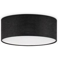 Moderne Plafondlamp - Cilinder - Stoffen Lampenkap - Zwart - Minimalistische stijl - ø32 x 12 cm - E27 fitting - Voor slaapkamers en woonkamers