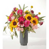 Pink Perfection Bouquet - Deluxe with Black Fluted Vase - FedEx