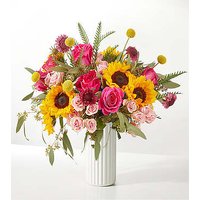 Pink Perfection Bouquet - Deluxe with White Fluted Vase - FedEx