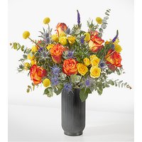 Burn Bright Bouquet - Deluxe with Black Fluted Vase - FedEx