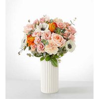 Touch of Honey Anemone Bouquet - Standard with White Fluted Vase - FedEx