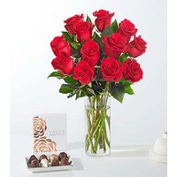 Red Roses Gift Set with Chocolates - FedEx