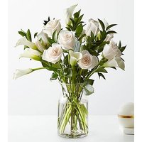 Vision in Ivory Rose and Calla Lily Bouquet - Premium with Vase - FedEx