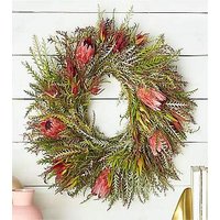 Fresh Safari Sunset and Pink Protea Wreath - FedEx