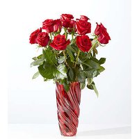 Classic Love Red Rose Bouquet with Luxe Swirl Vase