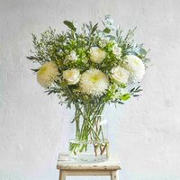 Christmas flower bouquet with white roses and alstroemeria | Send flowers online | The Night Before Christmas| size: showstopper image