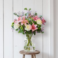 Valentine's Flower bouquet with pink lilies and white roses | Send flowers online | Bling it on, Darling! | size: classic image