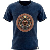 Nomad Sari Stonewashed Cotton T-shirt - Stay Wild Moon Child - Blue - Large