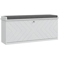 Homcom Shoe Bench With Flip Drawer, Cushion, 10 Pairs For Entryway White