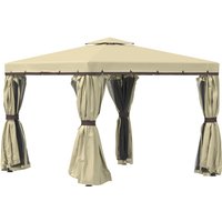 Outsunny 3x3m Aluminium & Steel Patio Gazebo With Water-repellent Canopy & Mosquito Netting - Beige