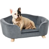Plush Pet Sofa Couch For Small Dogs - Grey Paw Print, 70cm X 47cm X 30cm